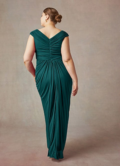 Azazie Lisolette Abiti per la Madre della Sposa Abito Tubino in Maglia Plissettato Verde Pavone image10