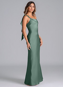Azazie Driea Brudtärnklänningar Klä av Sjöjungfru i Stretch Satin Ena axeln Eukalyptus image4