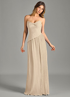 Azazie Becka Final Sale Champagne A-Line Strapless Chiffon Dress image4