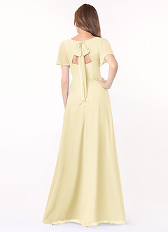 Azazie Kimber Bridesmaid Dresses Lemon Sorbet A-Line Flounce Sleeve Chiffon Dress image2