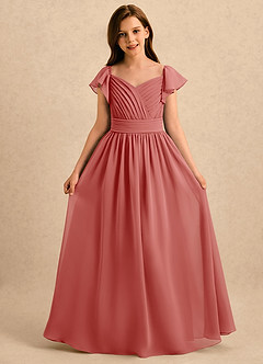 Azazie Taylor Girls Formal Flower Girl Dresses Antique Rose A-Line Sweetheart Neckline Chiffon Dress image4