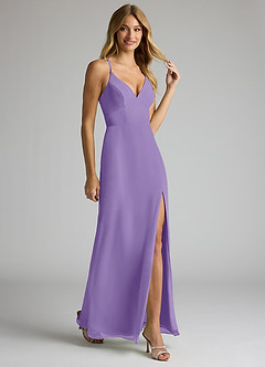Azazie Becca Bridesmaid Dresses Tahiti Sheath V-Neck Chiffon Dress image2