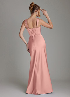 Azazie Agustina Brautjungfernkleider Meerjungfrau-Linie Korsett Stretch-Satin Kleid Rosettenrosa image2