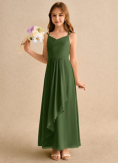 Azazie Zaida Girls Formal Flower Girl Klänningar Klänning A-Line i Chiffong Plisserad image6