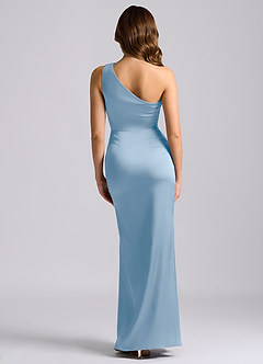 Azazie Akilah Bridesmaid Dresses Powder Blue Mermaid One Shoulder Stretch Satin Dress image2