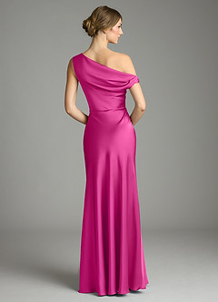Azazie Emerson Bridesmaid Dresses Fuchsia Mermaid Off the Shoulder Stretch Satin Dress image2