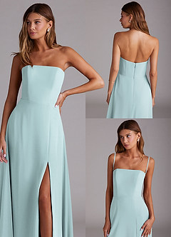 Azazie Wren Bridesmaid Dresses Mist A-Line Side Slit Chiffon Convertible Dress image8