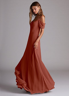 Azazie Marley Bridesmaid Dresses Auburn A-Line Off the Shoulder Chiffon Convertible Dress image3