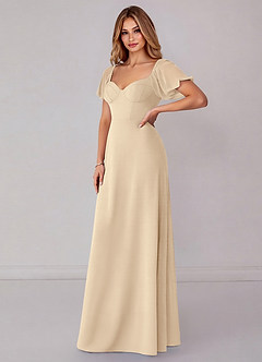 Azazie Fatima Bridesmaid Dresses Champagne A-Line with Pockets Chiffon Dress image4