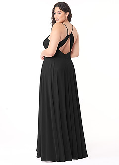 Azazie Avelina Brautjungfernkleider A-Linie V-Hals Gefaltet Chiffon Kleid Schwarz image9