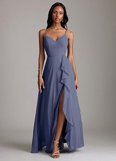 Azazie Naeem Bridesmaid Dresses Stormy A-Line V-Neck Ruffle Chiffon Dress image1