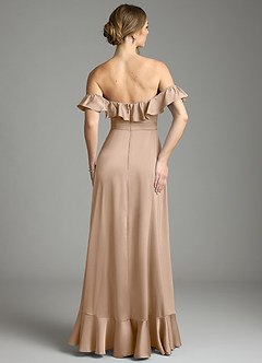 Azazie Lyra Vestidos de damas de honor Vestido de Gris Pardo de Satén Elástico de Corte en A Convertible con Vestidos sin tirantes image10