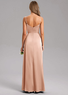 Azazie Azuree Bridesmaid Dresses Rose Gold A-Line Pleated Stretch Satin Dress image8