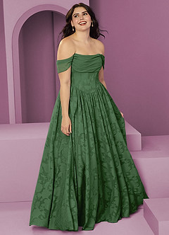 Barbie ♥ Azazie Bridesmaid Dresses Eucalyptus A-Line Off the Shoulder Floral Burnout Convertible Dress image10