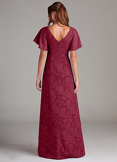 Azazie Ambrosia Brautjungfernkleider A-Linie Plissee Blumen-Burnout Kleid Burgunderrot image7
