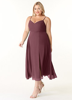 Azazie Clarissa Bridesmaid Dresses Sangria A-Line V-Neck Chiffon Dress image9