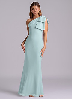 Azazie Yuanna Bridesmaid Dresses Mist Mermaid One Shoulder Chiffon Dress image4