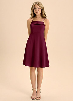 Azazie Anselie Junior Klä av A-Line i Stretch Satin Plisserad image5