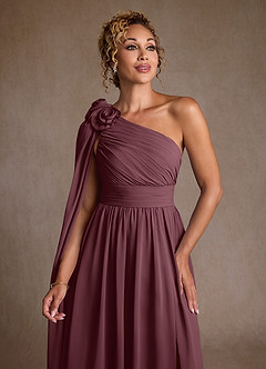 Azazie Lancaster Mère de la mariée Robes Robe Trapèze en Mousseline de soie Ue épaule Sangria image6
