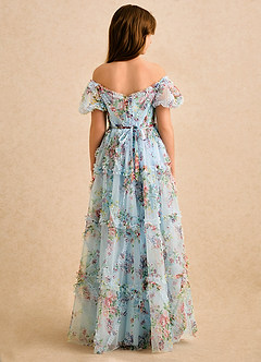 Azazie Naelli Girls Formal Sukienki dla dziewczynek sypiących kwiaty Linia A Marszczony Szyfon Długość podłogi Sukienka image7