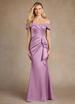 Azazie Laredo Mother of the Bride Dresses Wisteria Mermaid Off the Shoulder Stretch Satin Dress image1