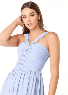 Azazie Dionne At-home Try On Dresses Grape A-Line Corset Chiffon Dress image6