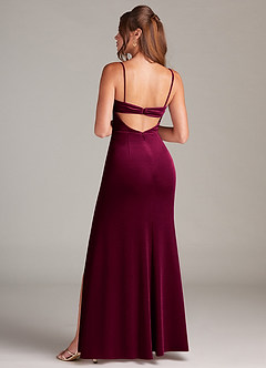 Azazie Leonis Vestidos de damas de honor Vestido de Cabernet de terciopelo de Corte Sirena con Sin tirantes image5