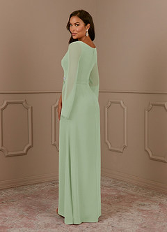 Azazie Belinda Mother of the Bride Dresses Dusty Sage A-Line V-Neck Pleated Chiffon Dress image4