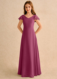 Azazie Nari Girls Formal Sukienki dla dziewczynek sypiących kwiaty Linia A z rękawami Szyfon Długość podłogi Sukienka image6