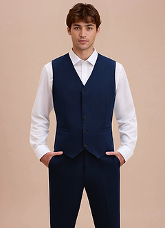 front Ethan Blue Refined Weave Suit Vest