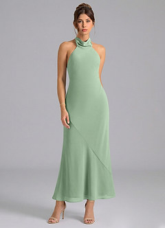 Azazie Velli Abiti da Damigella Abito Sirena in Chiffon Collo Alto Matcha image5