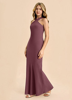 Azazie Doretta Junior Robe Fourreau en Mousseline de soie Plissée Sangria image4