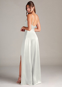 Azazie Sarella Bridesmaid Dresses White A-Line Pleated Stretch Satin Dress image4