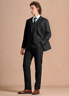 front Harrison Sort 100% hør 3-delt jakkesæt