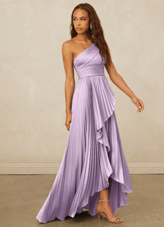 Christian Siriano Bridal for Azazie 1008 Bridesmaid Dresses Frosted Lilac A-Line One Shoulder Stretch Satin Dress image4