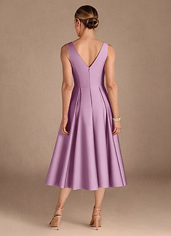 Azazie Fulton Mother of the Bride Dresses Wisteria A-Line Pleated Stretch Satin Dress image3