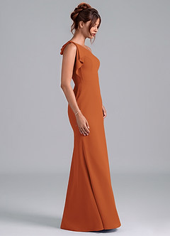 Azazie Rinna Bridesmaid Dresses Cinnamon Mermaid One Shoulder Chiffon Dress image5
