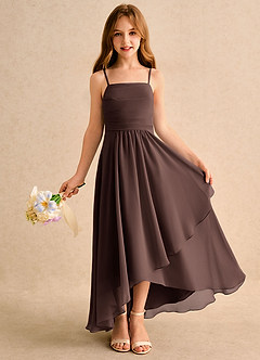 Azazie Twilight Dance Girls Formal Blumenmädchenkleider A-Linie Plissee Chiffon Kleid Ganache image1