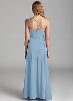 Azazie Maron Junior Powder Blue A-Line Pleated Stretch Satin Dress image4