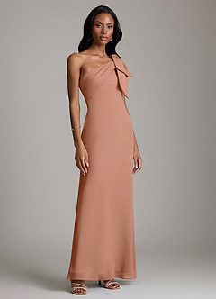 Azazie Yuanna Bridesmaid Dresses Bronzer Mermaid One Shoulder Chiffon Dress image4