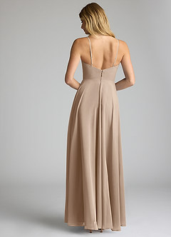 Azazie Akita Bridesmaid Dresses Taupe A-Line Chiffon Dress image4