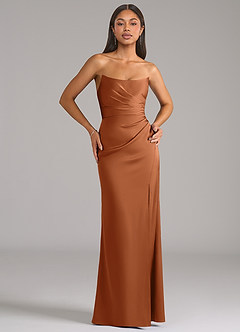 Azazie Marla Bridesmaid Dresses Copper Sheath Strapless Stretch Satin Convertible Dress image1
