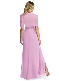 Azazie Zia Vestidos de damas de honor Vestido de Rosa Caramelo de Gasa de Corte Recto Convertible con Corte Lateral image4