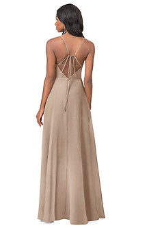 Azazie Everleigh Bridesmaid Dresses Taupe A-Line Sweetheart Pleated Chiffon Dress image2