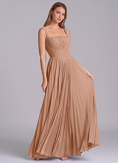 Azazie Mina Jurken voor bruidsmeisjes Jurk van Chiffon met A-Lijn Geplooid Champagne Roos image3