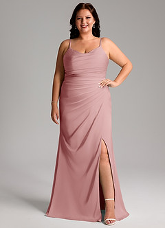 Azazie Deandra Bridesmaid Dresses Dusty Rose Mermaid Pleated Stretch Satin Dress image7