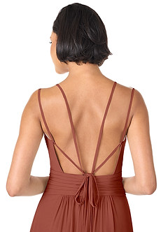 Azazie Farren Bridesmaid Dresses Auburn A-Line Pleated Chiffon Convertible Dress image8