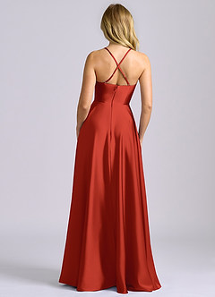 Azazie Truce Brudepigekjoler En streg Stræk satin Gulv-længde Kjole image2