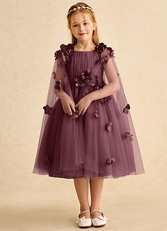 Azazie Staria Blumenmädchenkleider Ballkleid Gestreift Tüll Kleid Sangria image3