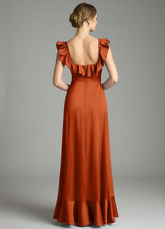 Azazie Lyra Bridesmaid Dresses Burnt Orange A-Line Off the Shoulder Stretch Satin Convertible Dress image8